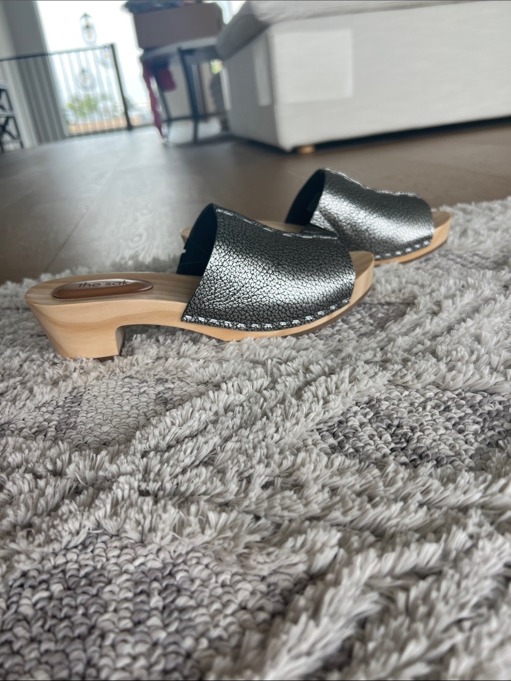 The Sak Metallic Silver Slide Mules